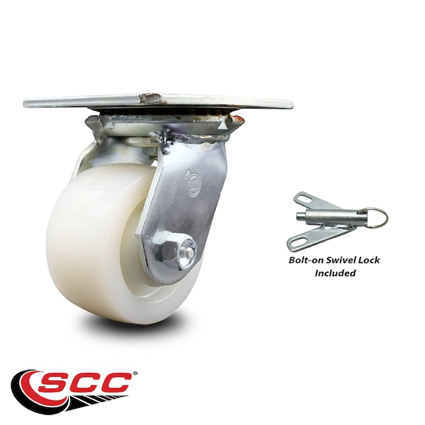 4 Inch Heavy Duty Nylon Caster with Roller Bearing and Swivel Lock SCC
